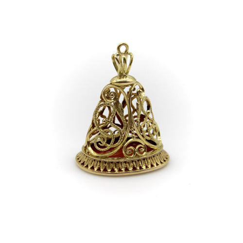 Pendentif Fob victorien serpent - Pendentif en or 14K et cornaline 58 Facettes A2003Z