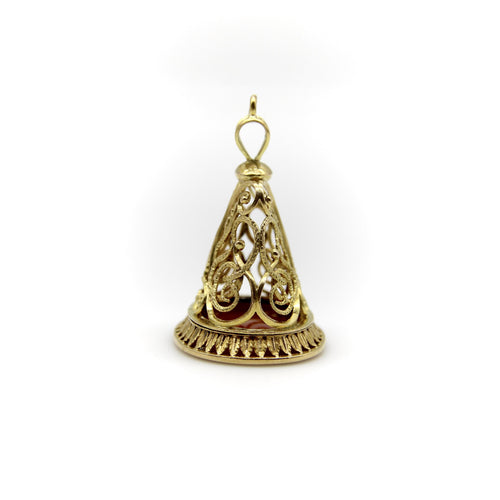 Pendentif Fob victorien serpent - Pendentif en or 14K et cornaline 58 Facettes A2003Z