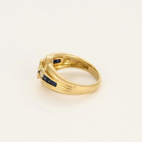 Bague 49 Bague bandeau en or jaune 18K avec saphir et diamants 58 Facettes SAI0750