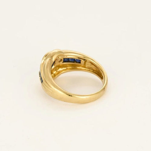 Bague 49 Bague bandeau en or jaune 18K avec saphir et diamants 58 Facettes SAI0750