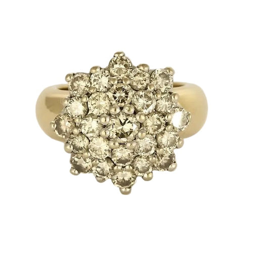 Bague 51.5 Bague fleur en or jaune et or blanc avec diamants 2,12 ct 58 Facettes LIS2771