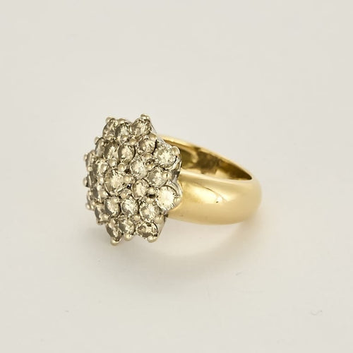 Bague 51.5 Bague fleur en or jaune et or blanc avec diamants 2,12 ct 58 Facettes LIS2771