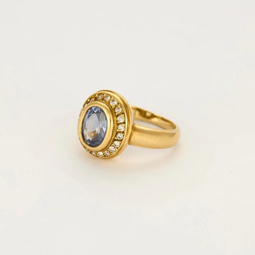 Bague 51 Pompadour - Bague jonc en or jaune, saphir et diamants 58 Facettes PAL32302
