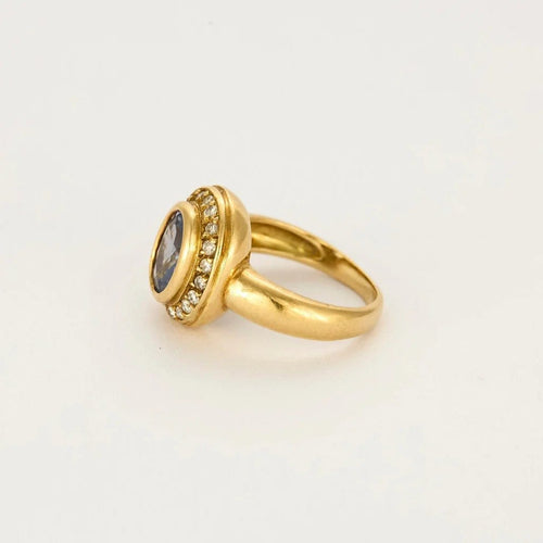 Bague 51 Pompadour - Bague jonc en or jaune, saphir et diamants 58 Facettes PAL32302