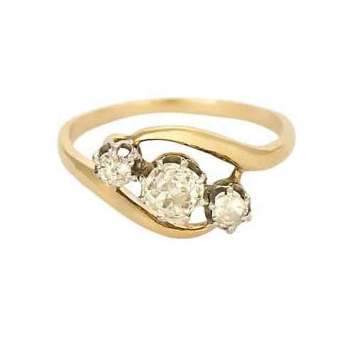 Bague Bague trilogie diamants en or jaune 18k 58 Facettes QUI0760X2