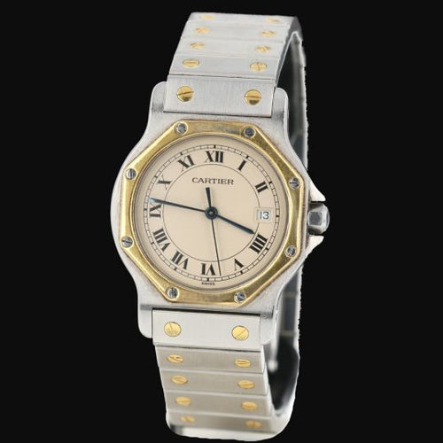 Montre Cartier Santos - Montre ronde octogonale en or jaune et acier 58 Facettes MT45173