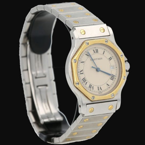 Montre Cartier Santos - Montre ronde octogonale en or jaune et acier 58 Facettes MT45173