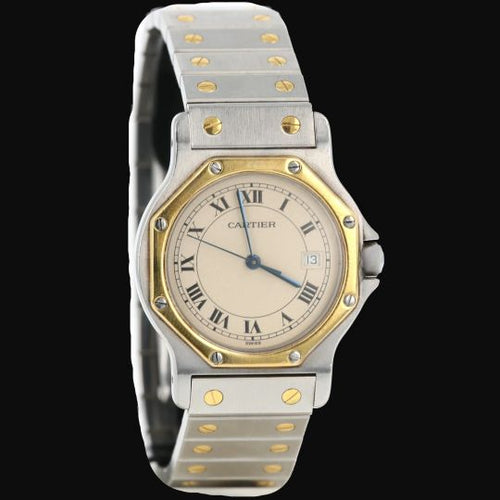 Montre Cartier Santos - Montre ronde octogonale en or jaune et acier 58 Facettes MT45173