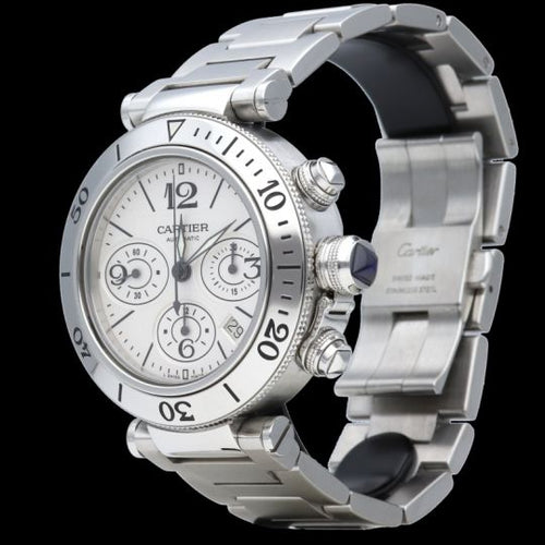 Montre Cartier Pasha Seatimer - Montre chronographe automatique en acier 58 Facettes MT45250