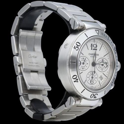 Montre Cartier Pasha Seatimer - Montre chronographe automatique en acier 58 Facettes MT45250