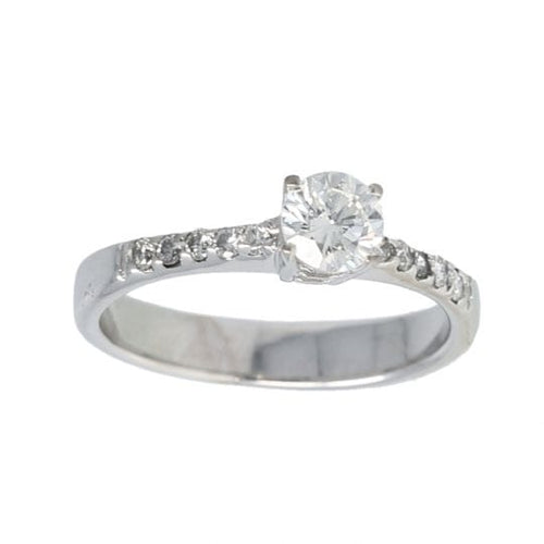 Bague 49 Bague en or blanc 18K avec diamants 58 Facettes 4043