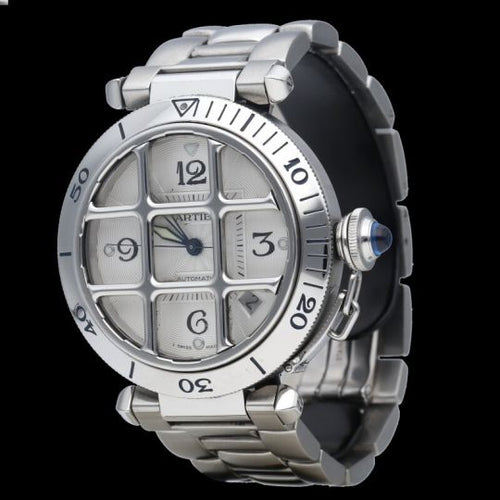 Montre Cartier Pasha - Montre automatique homme 38 mm en acier 58 Facettes MT45247