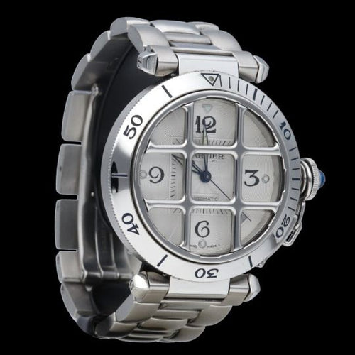 Montre Cartier Pasha - Montre automatique homme 38 mm en acier 58 Facettes MT45247
