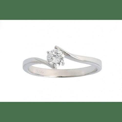 Bague 52 Bague en or blanc 18K avec diamant naturel 0,4 ct 58 Facettes 4041