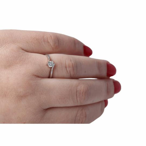 Bague 52 Bague en or blanc 18K avec diamant naturel 0,4 ct 58 Facettes 4041