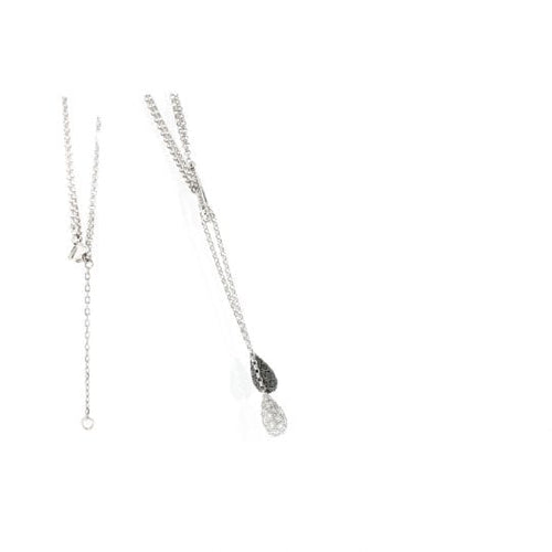 Collier Collier en or blanc 18K avec diamants blancs et noirs 58 Facettes 4152
