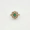 Bague 55 Bague motif floral en platine et or gris avec diamants et émeraude 58 Facettes 240356