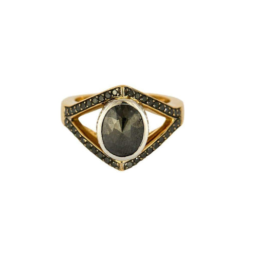 Bague 55 Bague or jaune, diamant noir 58 Facettes 240334
