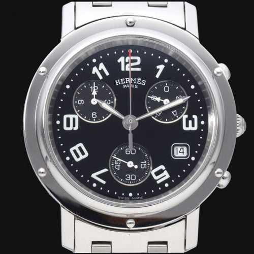 Montre Hermès Clipper - Montre chronographe automatique homme en acier 58 Facettes MT44631