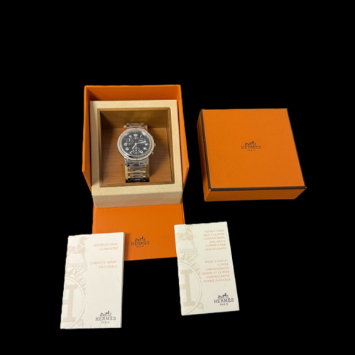 Montre Hermès Clipper - Montre chronographe automatique homme en acier 58 Facettes MT44631