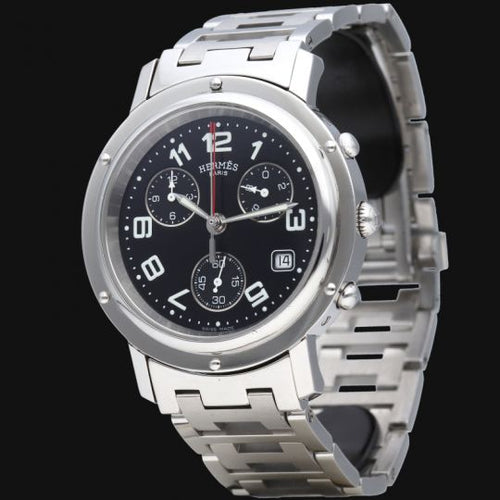 Montre Hermès Clipper - Montre chronographe automatique homme en acier 58 Facettes MT44631