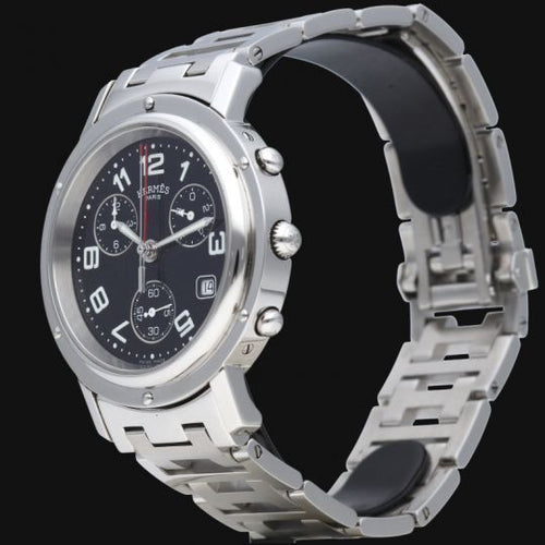 Montre Hermès Clipper - Montre chronographe automatique homme en acier 58 Facettes MT44631