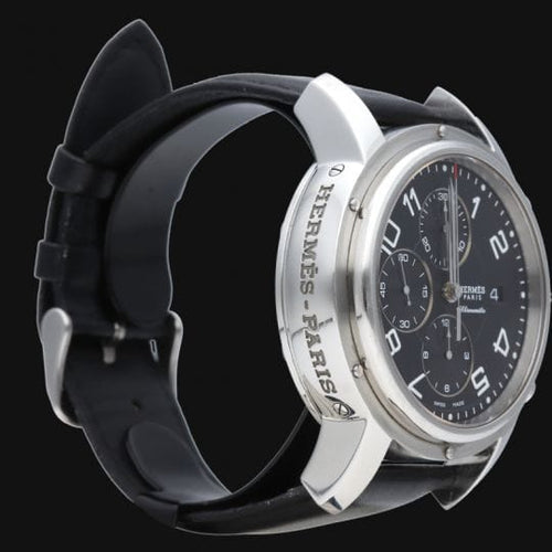Montre Hermès Clipper - Montre chronographe automatique en acier 58 Facettes MT44640