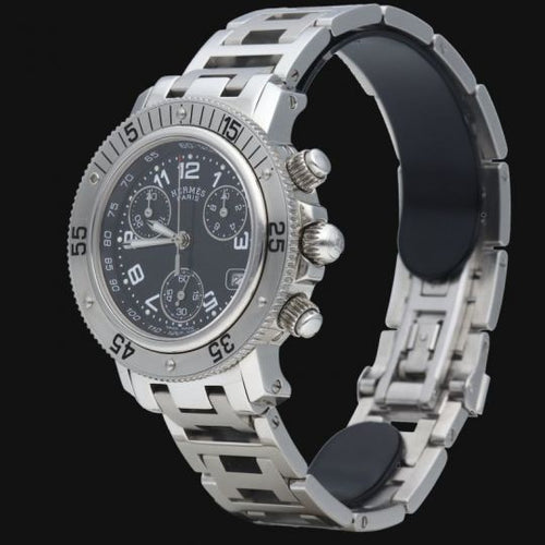 Montre Hermès Clipper - Montre chronographe à quartz en acier 58 Facettes MT40221