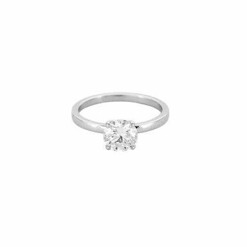 Bague 53 Solitaire or gris et diamant 1.10ct, F, VVS2 58 Facettes 250014
