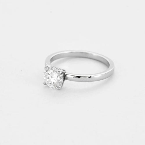 Bague 53 Solitaire or gris et diamant 1.10ct, F, VVS2 58 Facettes 250014