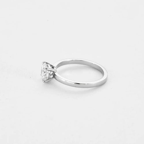 Bague 53 Solitaire or gris et diamant 1.10ct, F, VVS2 58 Facettes 250014