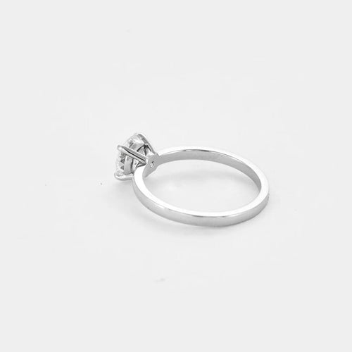 Bague 53 Solitaire or gris et diamant 1.10ct, F, VVS2 58 Facettes 250014