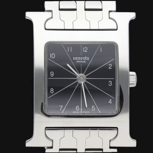 Montre Hermès Heure H - Montre femme en acier, cadran noir 58 Facettes MT42166