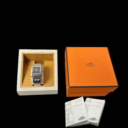 Montre Hermès Heure H - Montre femme en acier, cadran noir 58 Facettes MT42166