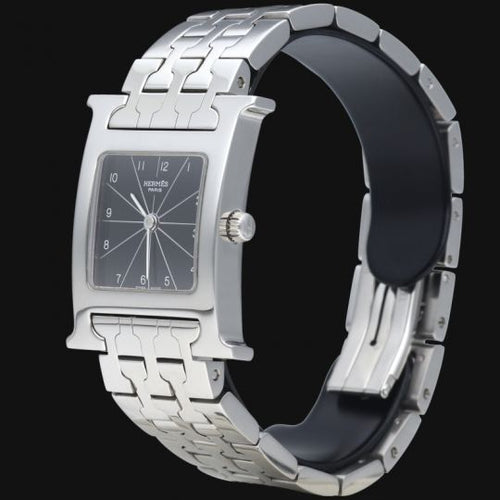 Montre Hermès Heure H - Montre femme en acier, cadran noir 58 Facettes MT42166
