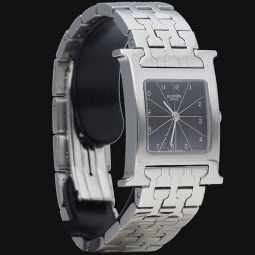Montre Hermès Heure H - Montre femme en acier, cadran noir 58 Facettes MT42166