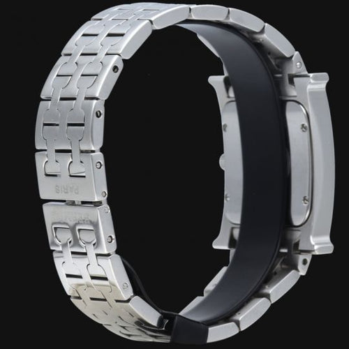 Montre Hermès Heure H - Montre en acier, cadran noir quartz 58 Facettes MT42230