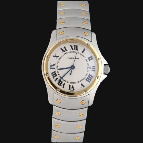 Montre Cartier Santos Ronde - Montre quartz en or jaune et acier 58 Facettes MT42873
