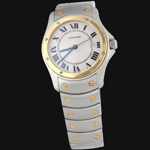 Montre Cartier Santos Ronde - Montre quartz en or jaune et acier 58 Facettes MT42873