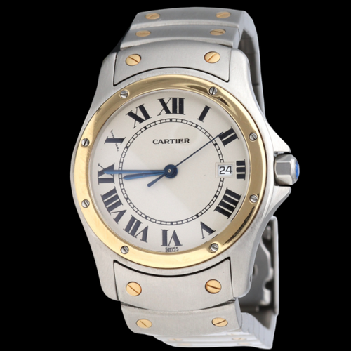 Montre Cartier Santos Ronde - Montre quartz en or jaune et acier 58 Facettes MT42873
