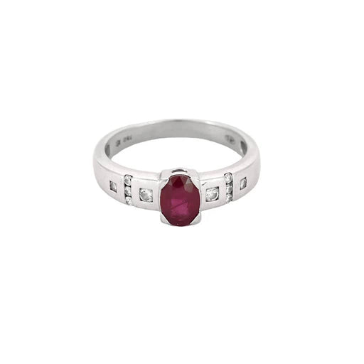 Bague 56.5 Bague or blanc, rubis et diamants 58 Facettes B250459