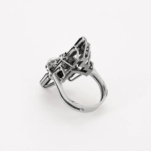 Bague 56 Bague moderniste or blanc, saphir et diamant 58 Facettes B250342