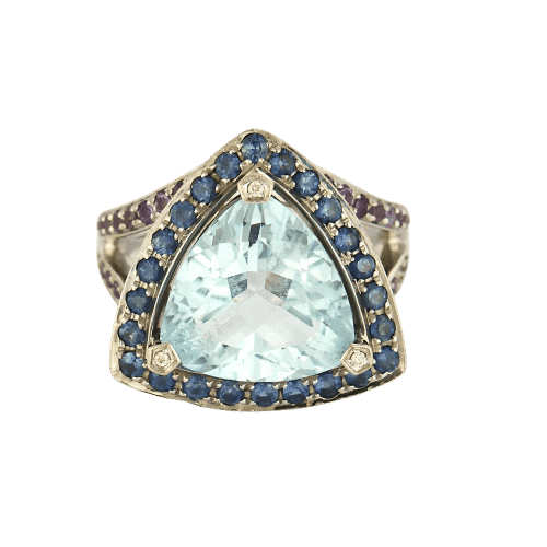 Bague 54.5 Mauboussin  Tellement Subtile pour Toi bague en or blanc, aigue marine, saphirs et améthyste 58 Facettes B250515