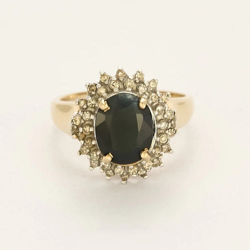 Bague 56 Bague en or jaune et or blanc, saphir et diamants 58 Facettes B250591