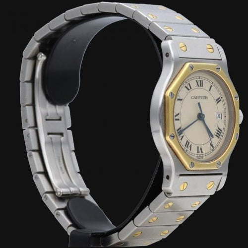 Montre Cartier - Montre Santos Ronde Octagon en or jaune 18K et acier 58 Facettes MT45329