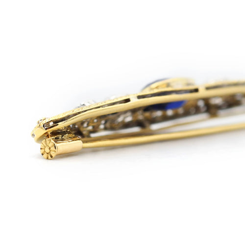 Broche Broche en or 18 carats ornée d'un saphir ovale et de diamants 58 Facettes 22393