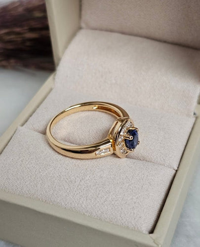 Bague 53 Bague saphir et diamants en or jaune 18 carats 58 Facettes 709