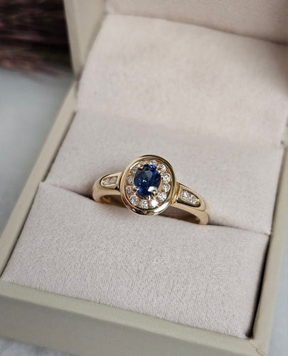 Bague 53 Bague saphir et diamants en or jaune 18 carats 58 Facettes 709