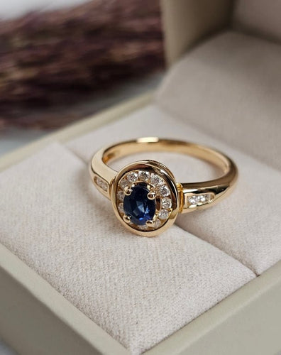 Bague 53 Bague saphir et diamants en or jaune 18 carats 58 Facettes 709