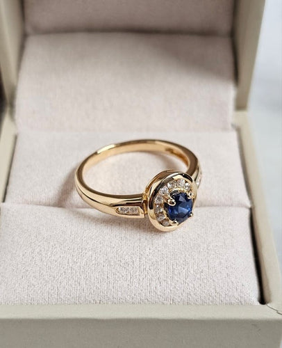 Bague 53 Bague saphir et diamants en or jaune 18 carats 58 Facettes 709